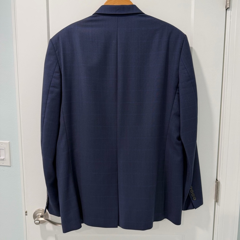 Lauren Ralph Lauren Blue Windowpane Plaid Wool Blend Sport Coat Blazer 44L - Picture 4 of 15